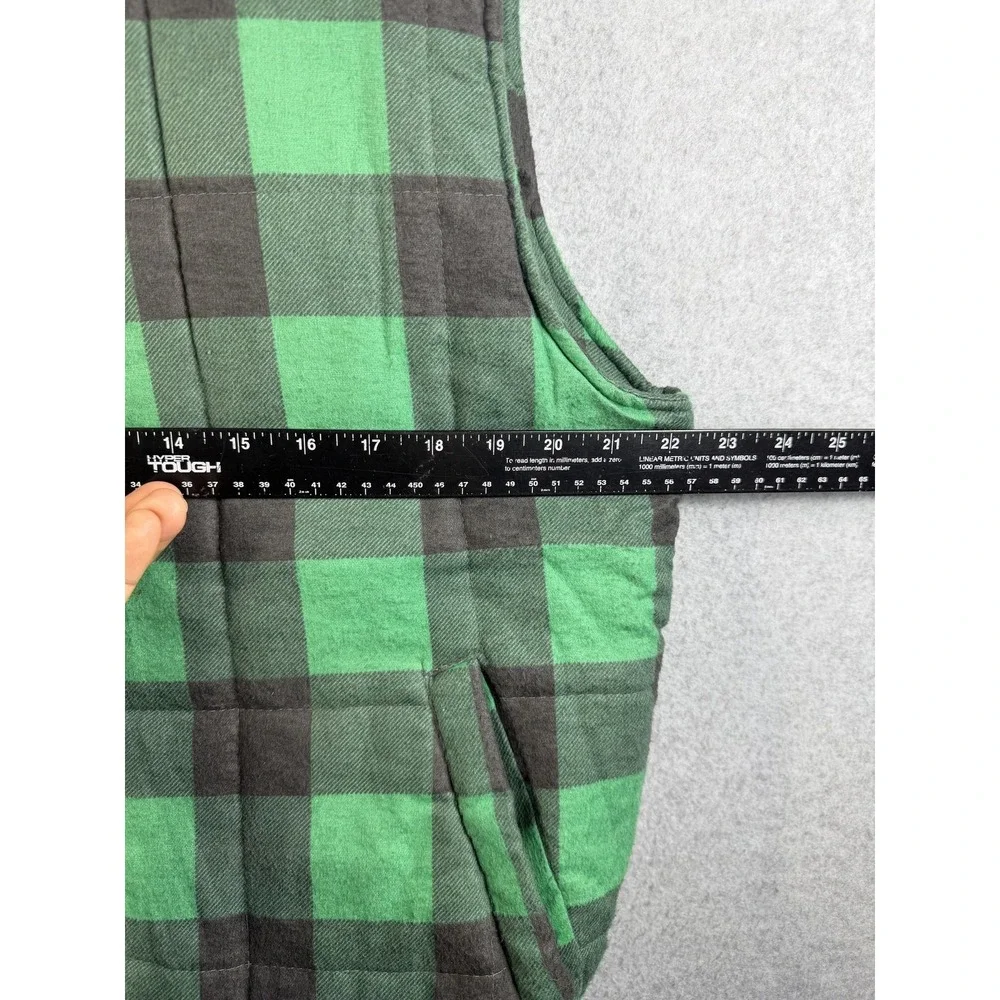 Vintage Greatland Vest Mens Medium Green Plaid Quilted Flannel Insulated 90s